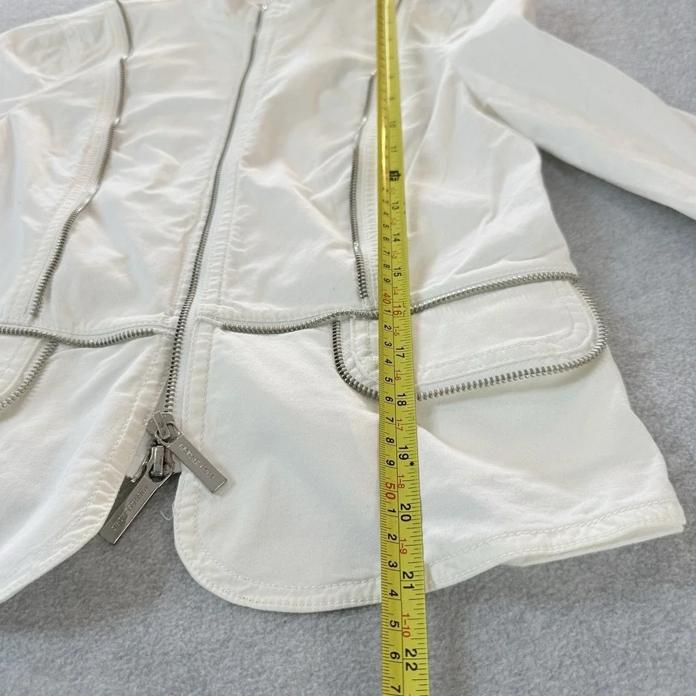 Michael Kors White Utility Jacket‎ Women's Size 4 Zip Front Cotton Stretch